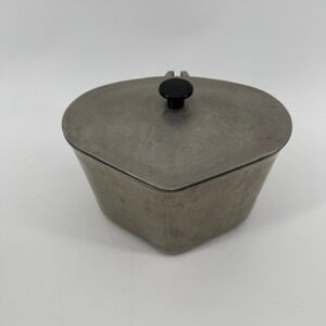 Vintage Club Aluminum Heart Shaped Pot with Lid Silver Cast Retro Cookware USA
